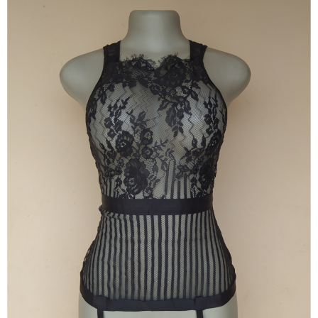 UK 8 - Escante Black Mesh Lingerie Slip