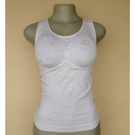 UK 10-12 - Preloved White(Tagged L) Spandex Control Top (Ink)