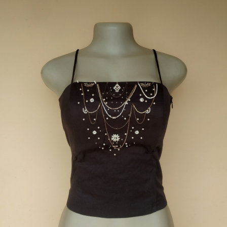 UK 12-14 - Preloved Black Bustier Top
