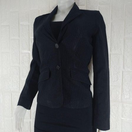 Atmosphere Stripped Lined Tailored Office Jacket