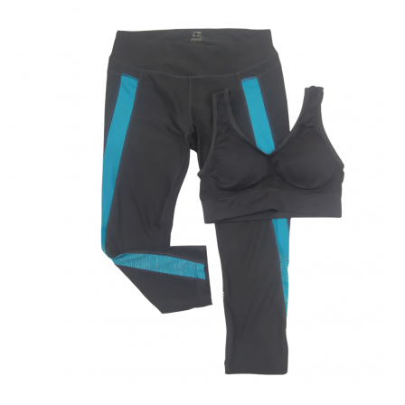 Preloved Black Three Quarter Bra Top And Leggings Set