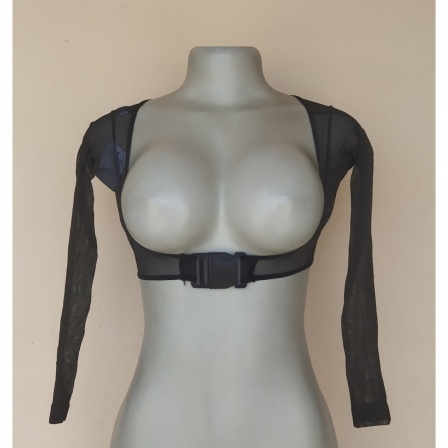 UK 6-8 - Preloved Black Mesh Open Bust Lingerie Top