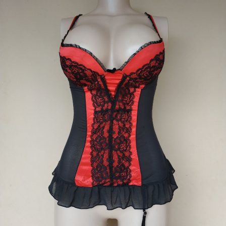 New Look Red Lace Mix Padded Bust Teddy Lingerie Top