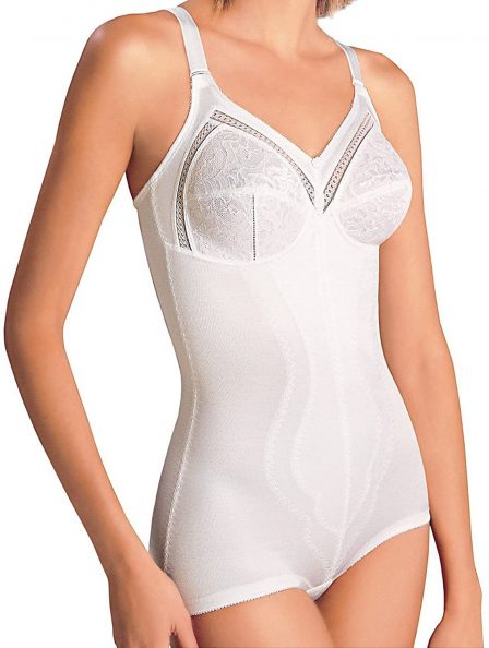 UK 14 - Damart White Lace Control Bodysuit 38B Cup