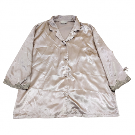 UK 16 - Preloved Brown Satin Pyjamas Top
