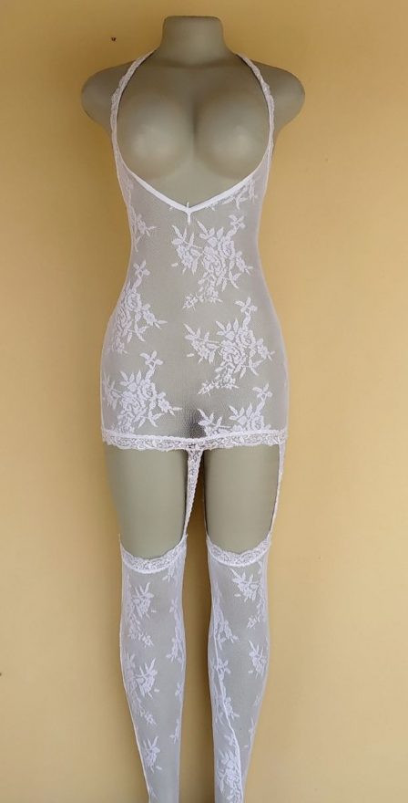 Dream Girl White Lingerie Slip With Hip Suspender Lingerie Slip