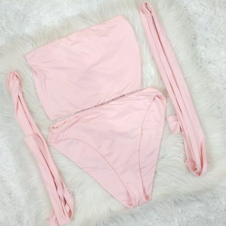 UK 10-12 - Preloved Pink Two Piece Swimwear (Premium)