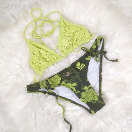 UK 8 - Preloved Print Two Piece Swimwear (Premium)