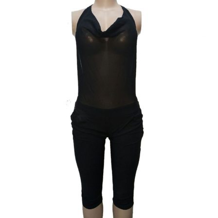 Chiffon Mix Open Back Jumpsuit