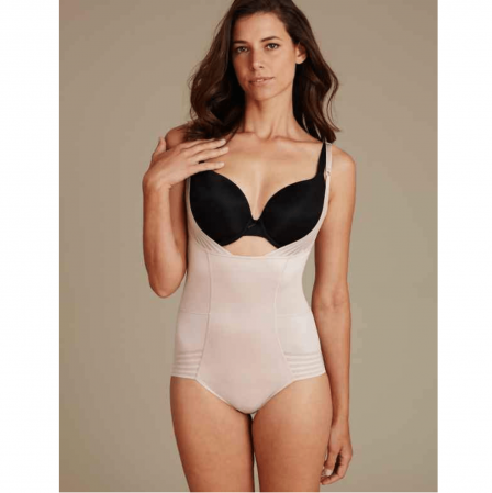 M&S Open Bust No VPL Control Bodysuit