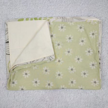 Preloved 1 Green Floral and 1 Cream Pillowcase 2 Pillowcases