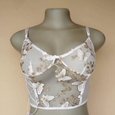 UK 10-12 - Preloved Patterned Lingerie Top