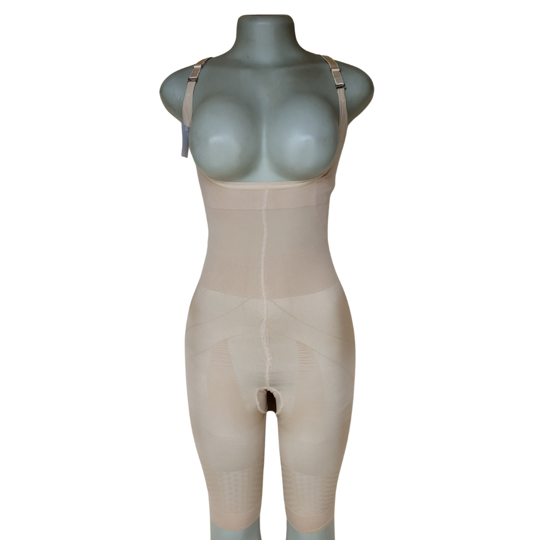 UK 10 -Unbranded Nude Sheer Openbust Open Crotch Full Body Shapewear (Ink)