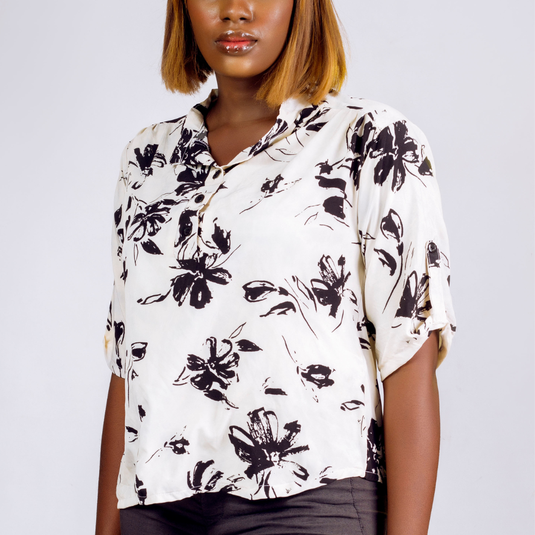 Black and White Print Ladies Top