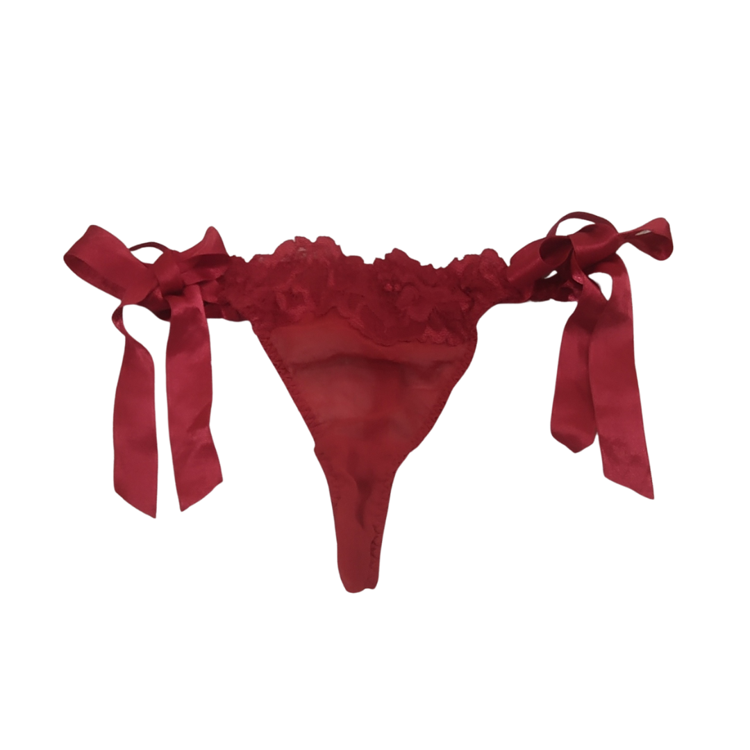 UK 6 - Unbranded Red Thong Chiffon Panty