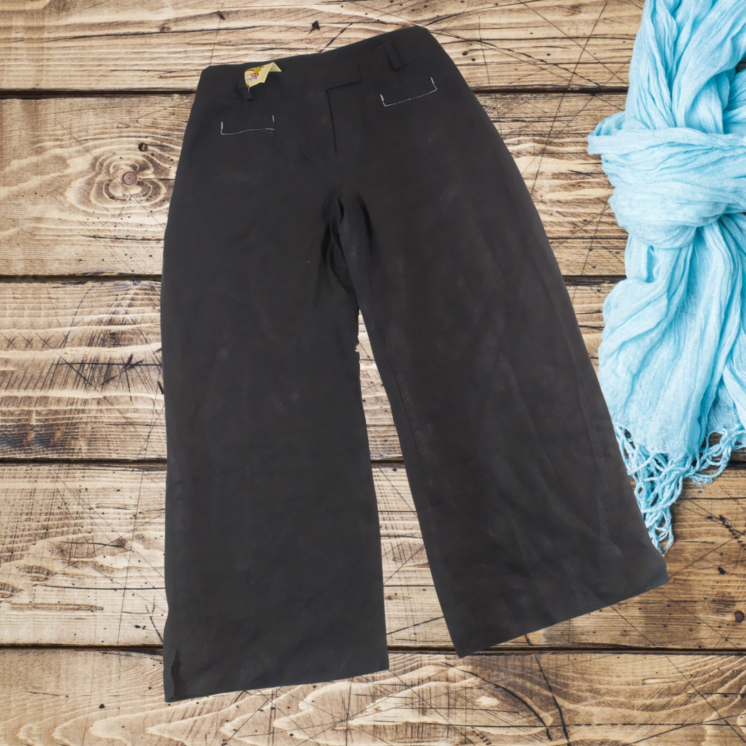 UK 14 -  Unbranded Black Linen Office Trouser