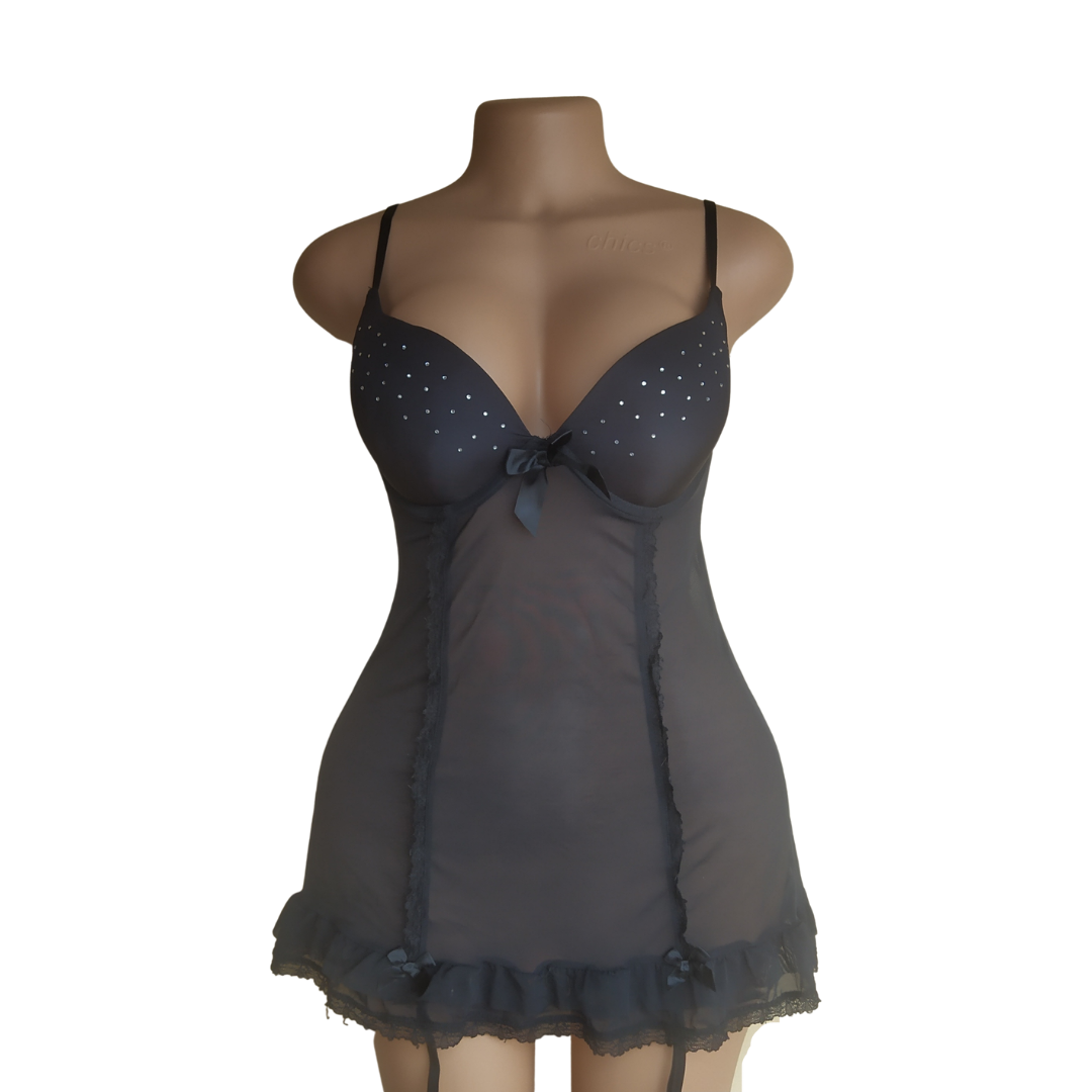 UK 12 - Black Lingerie Slip