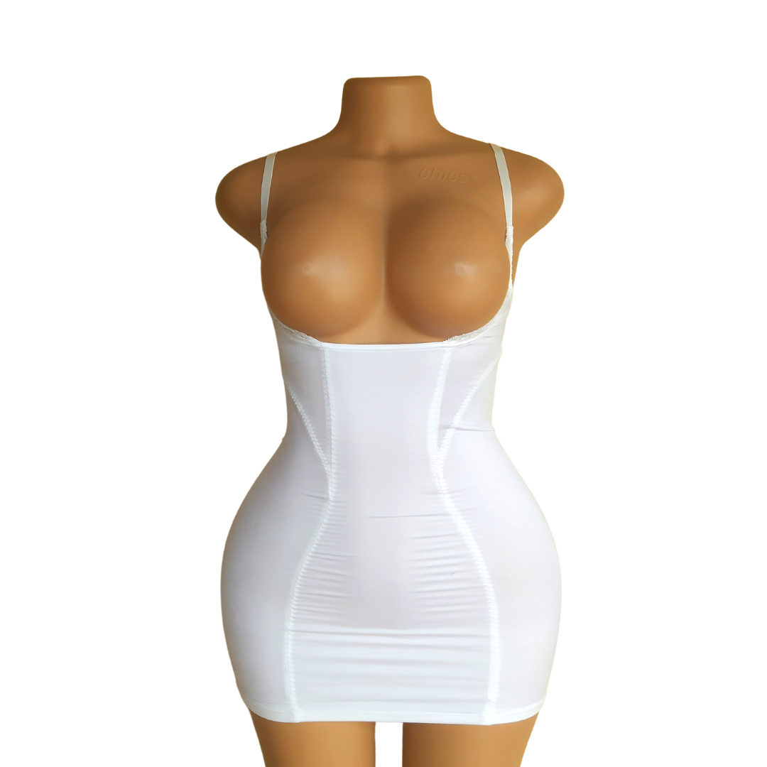 UK 8-10 - UK 8-10 - Secret Possessions White Open Bust Bodyshaper Slip