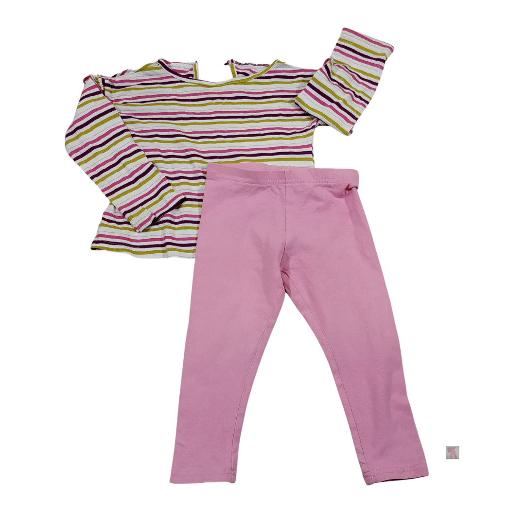 18-24 mths - Dunnes/Primark Striped Tee And Leggings Paired Set