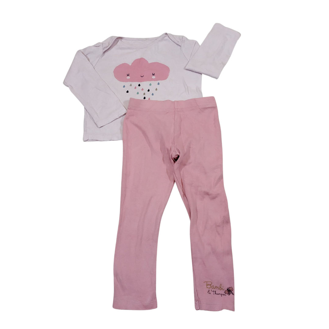 18-24 mths - F&F/Disney Pink Tee And Leggings Paired Set