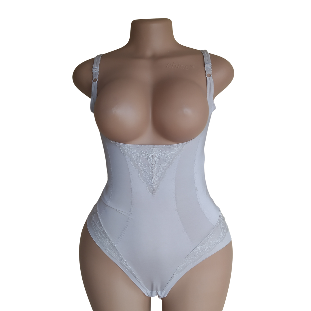 UK 12 - M&S No Vpl Brown Open Bust Bodyshaper Bodysuit(INK )