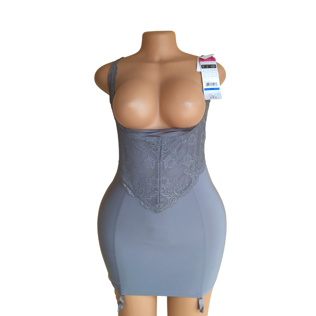 UK 16 - Flexees Grey Open Bust Bodyshaper Slip (Brand New)