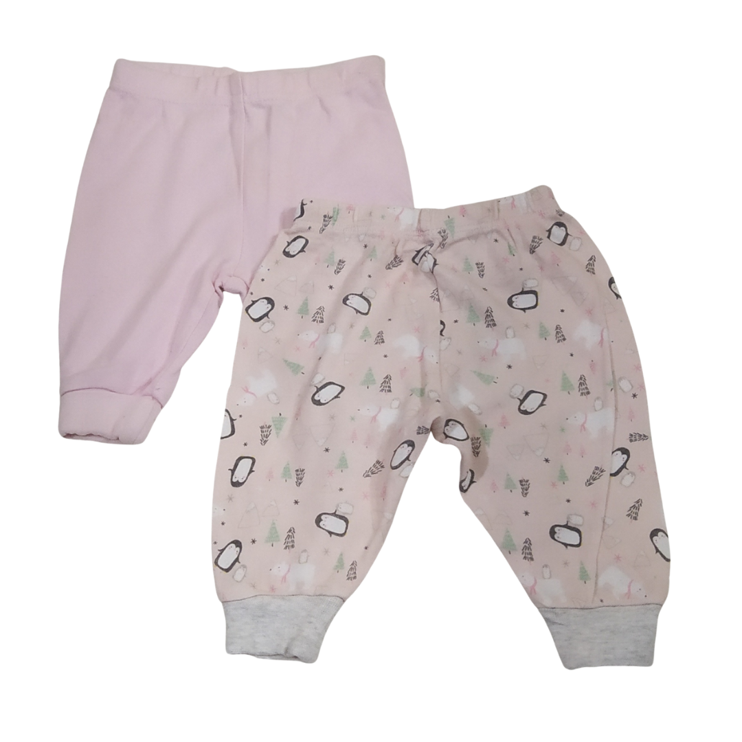 0-3 mths - Primark Pink And Print Leggings