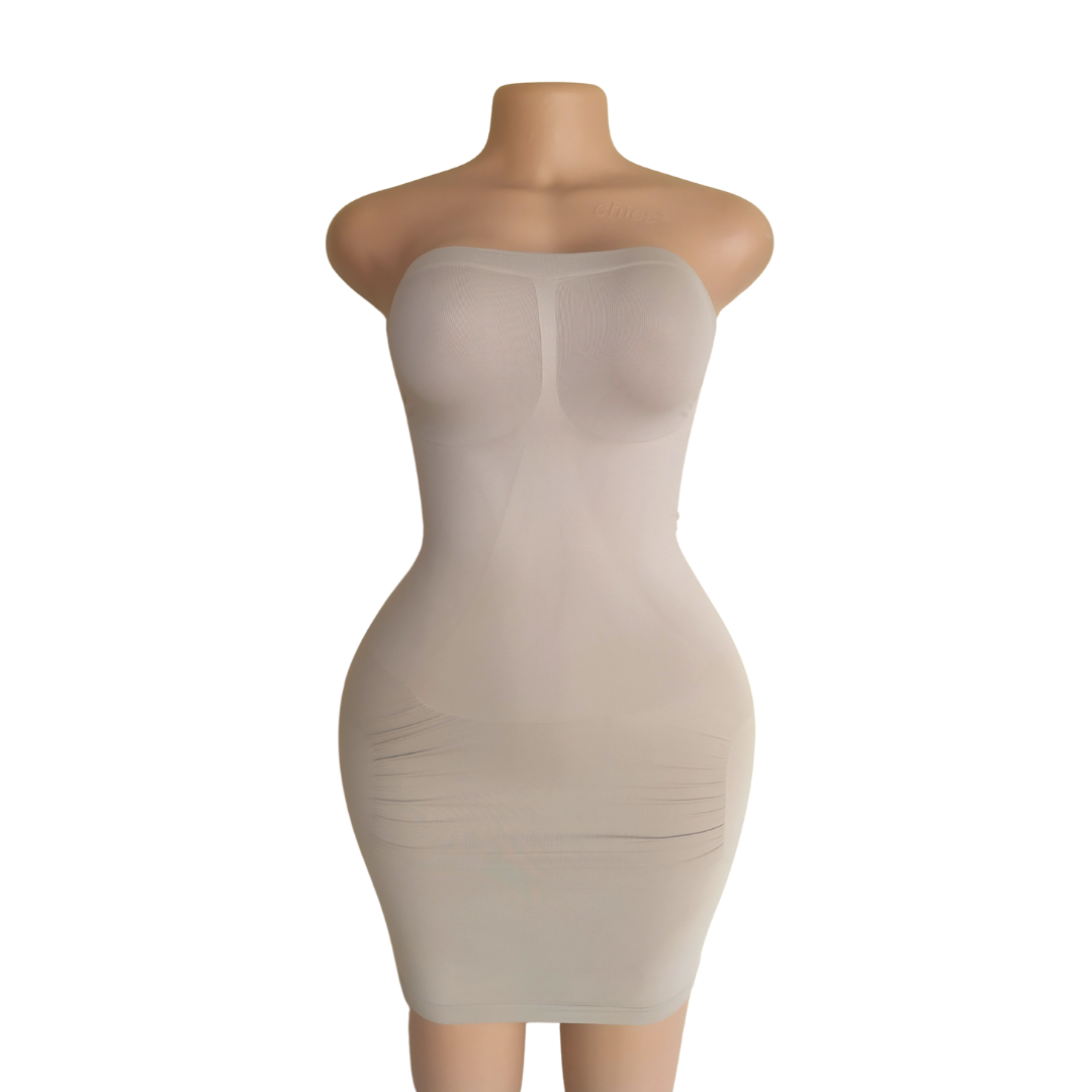 UK 10 - Pile Nude Spandex Tube Control Slip