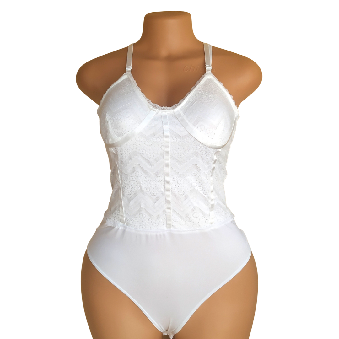 Pretty Little Thing Off White Lingerie Bodysuit
