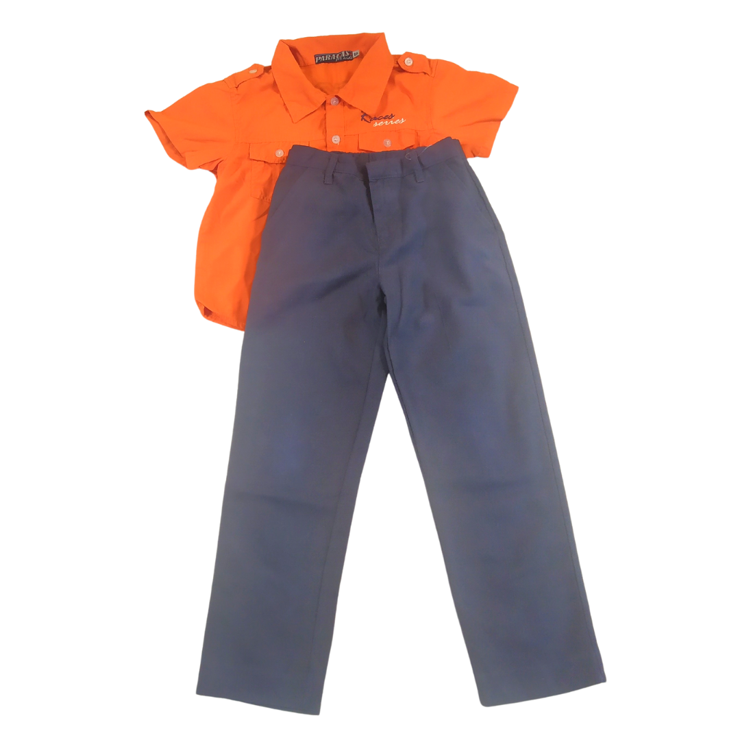 8 Yrs - Paracas/Tu Orange Shirt And Blue Trouser Boys Matched Set