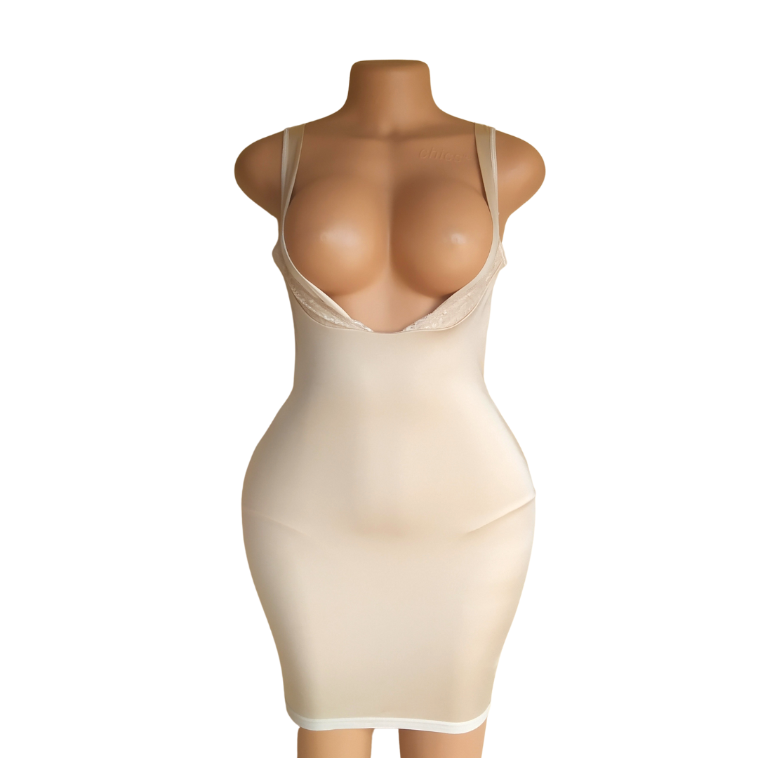 UK 14 - Maiden Form Brown Open Bust Control Slip