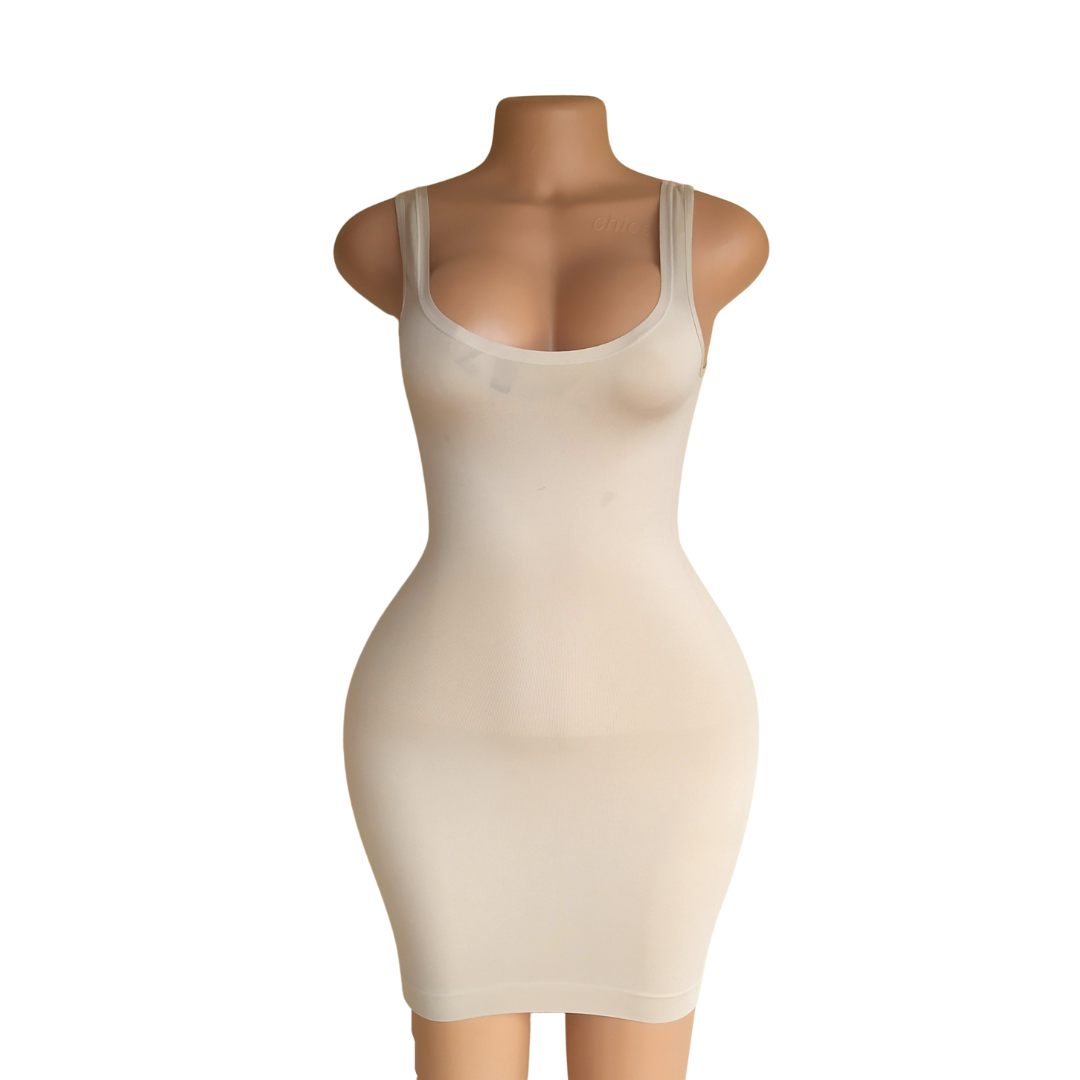 UK 10-12 - Bodyfit Brown Open Bust Spandex Control Slip (Ink)