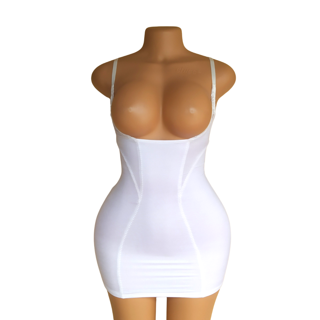 UK 10 - Preloved Off White Open Bust Control Slip