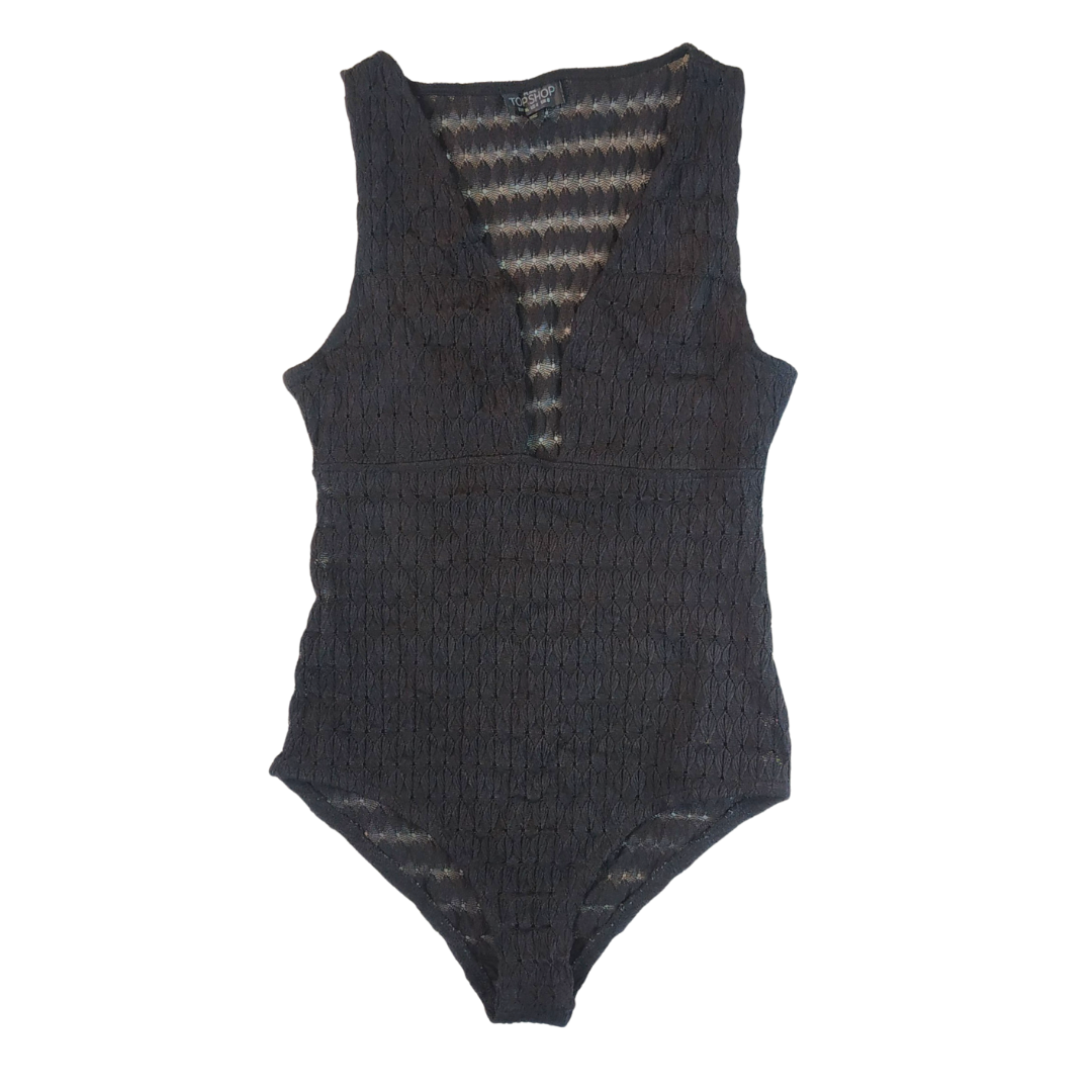 UK 8 - Topshop Black Mesh Bodysuit