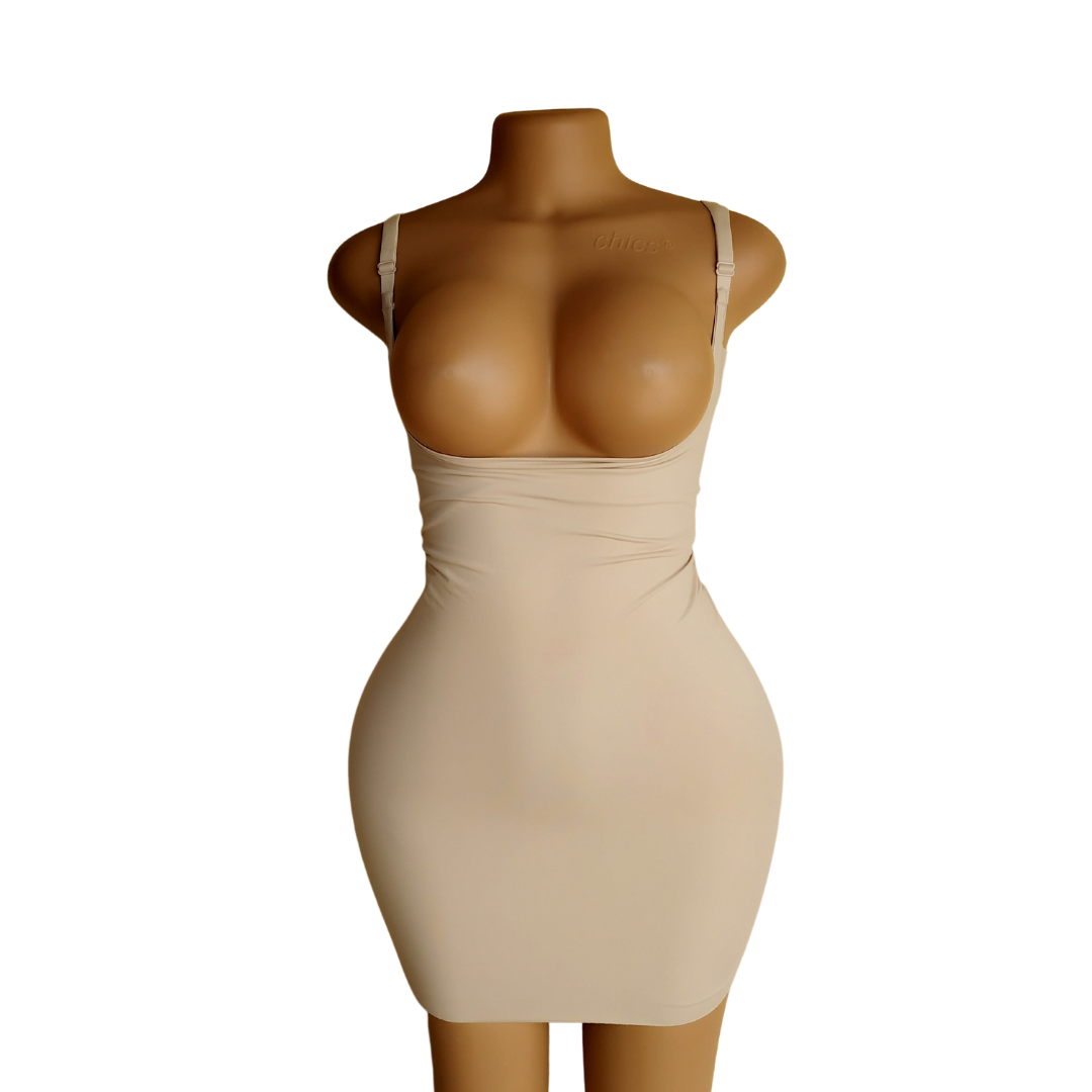 UK 10 - Debenhams Brown Ink Stained Open Bust Bodyshaper Slip