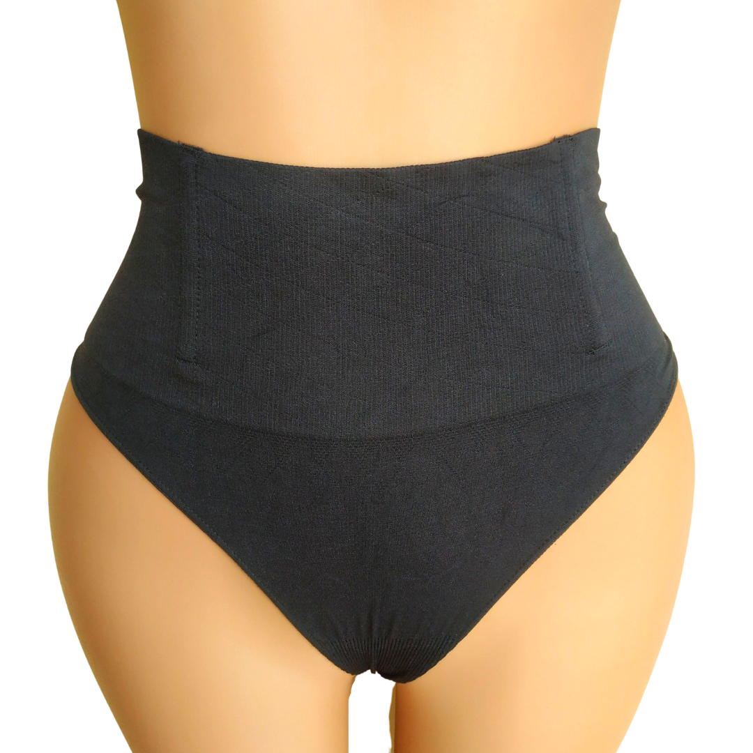 UK 12 -  Unbranded Black Boned Thong Control Pant