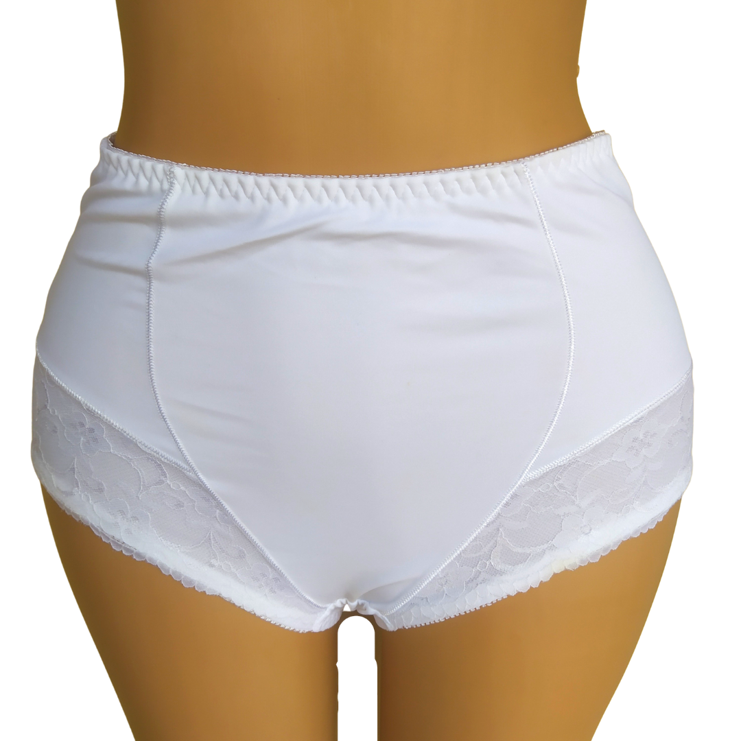 UK 16 - Bonmarche White Lace Mix Control Pant