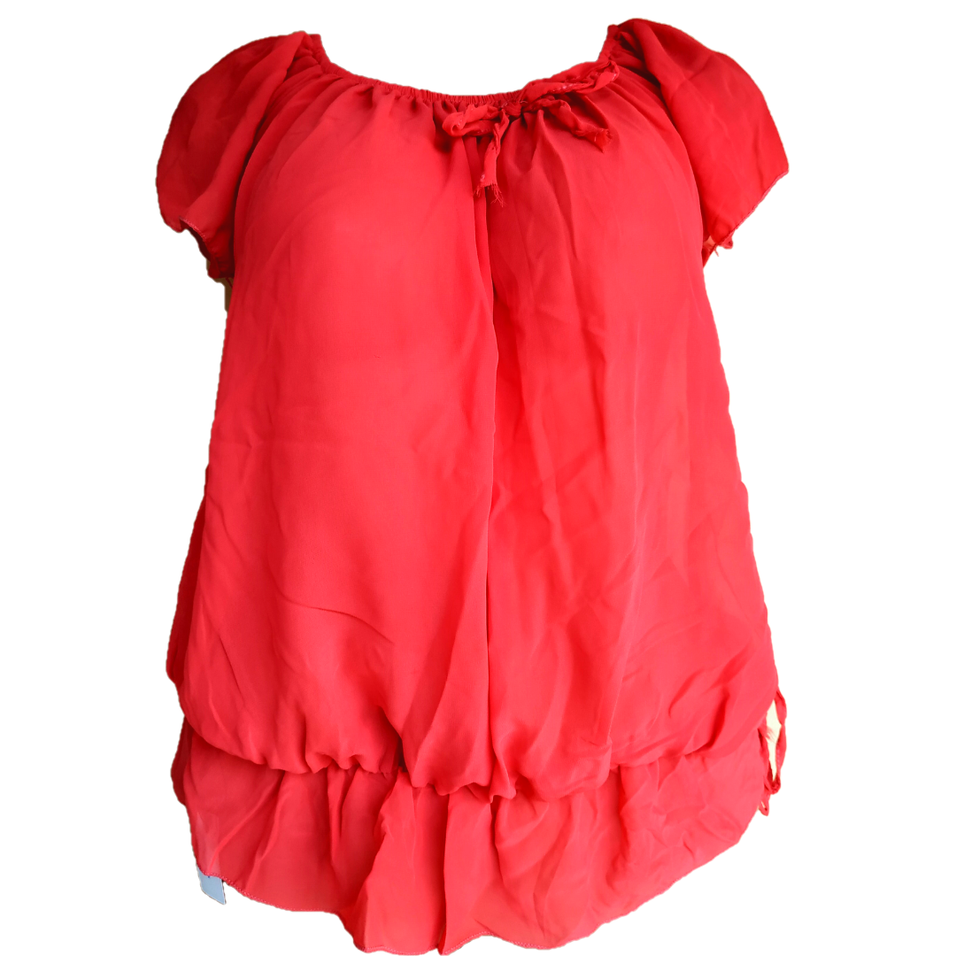 UK 16 - Unbranded Orange Chiffon Top