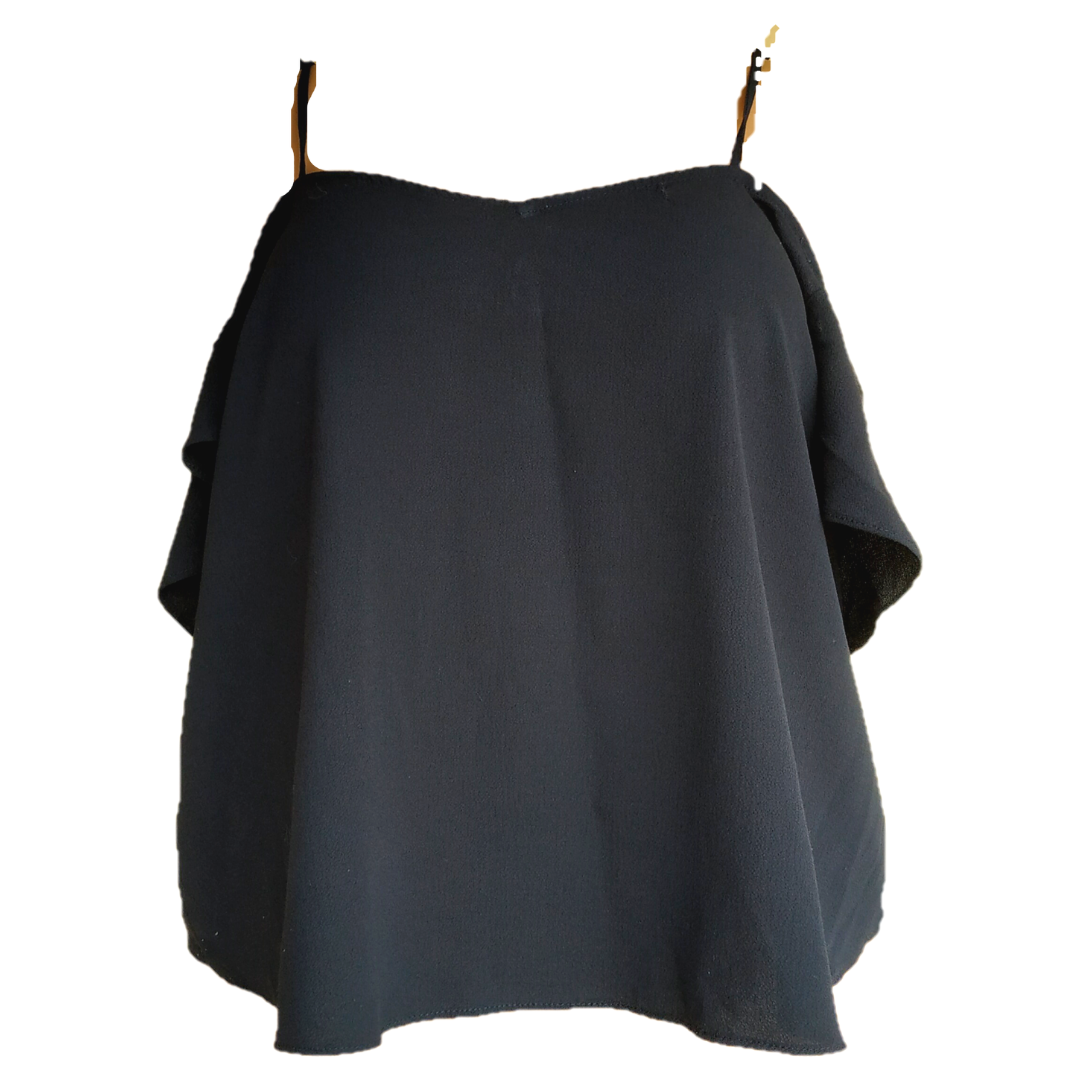 UK 10 - Topshop Black Off Shoulder Chiffon Top