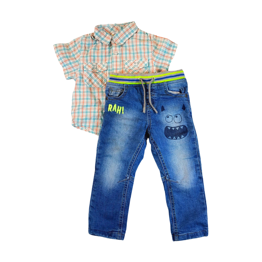 12-18 Mths - Kitchoun/Bluezoo Check Boys Matched Set