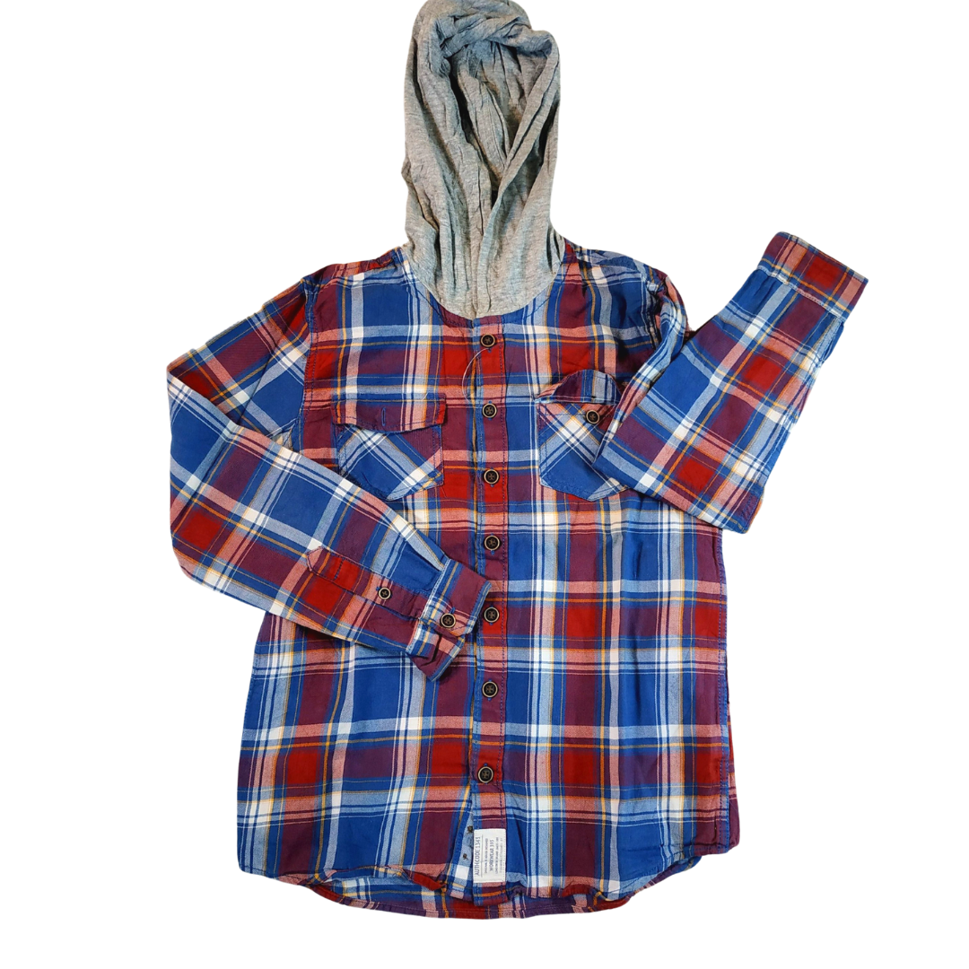 8-9 yrs - F&F Check Hooded Boys Shirt