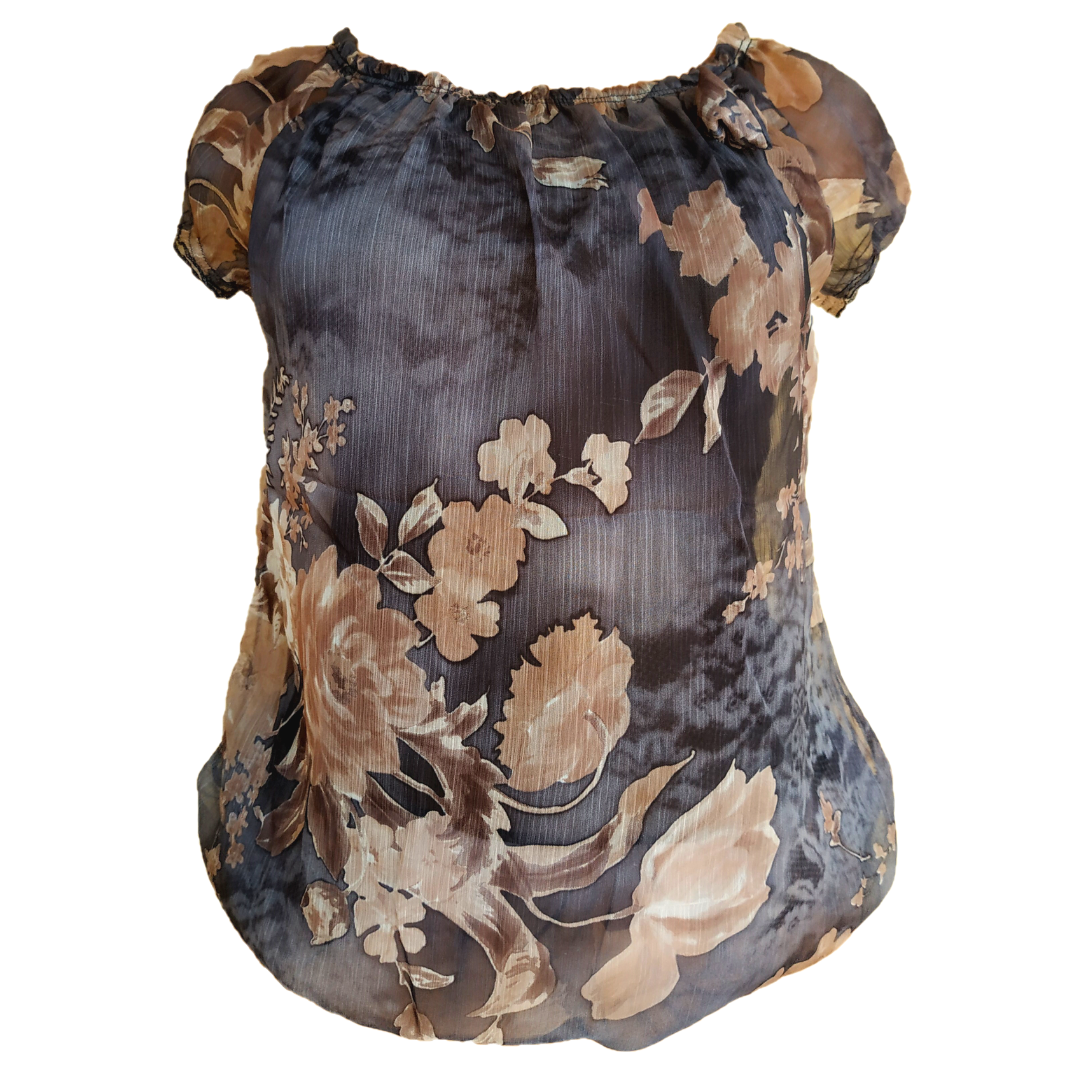 UK 8 - Unbranded Patterned Chiffon Top