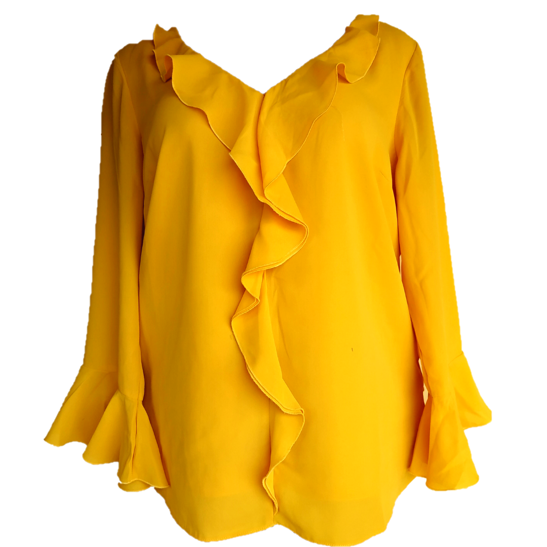 Uk 16 - Wallis Yellow Chiffon Top