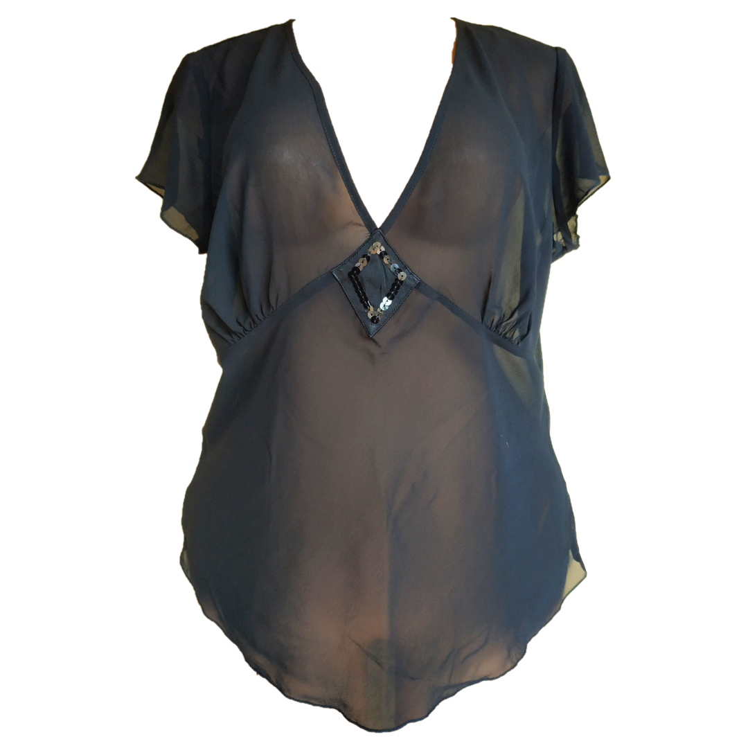 UK 10-12 - George Black Chiffon Top
