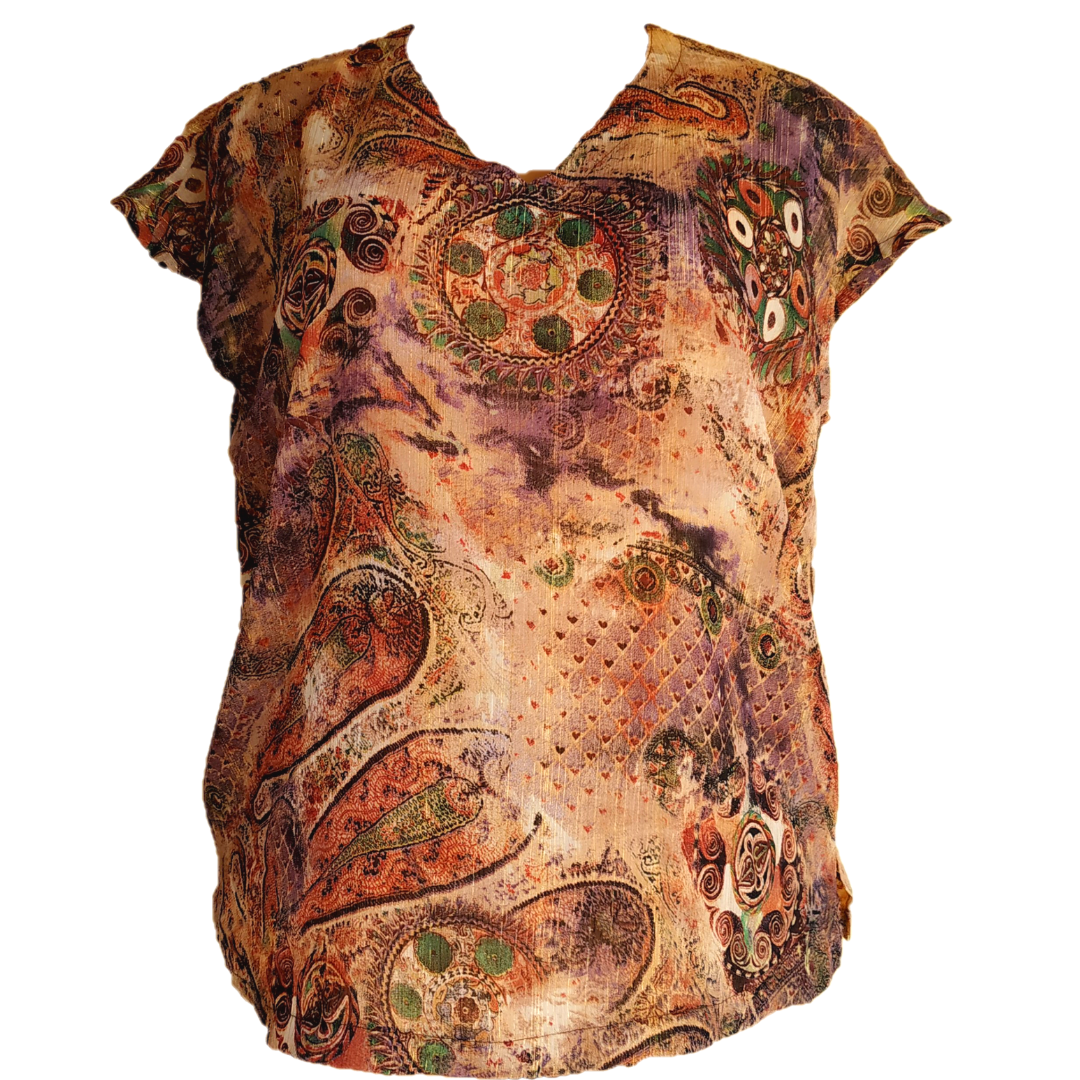 Uk 12-14 - Unbranded Print Chiffon Top