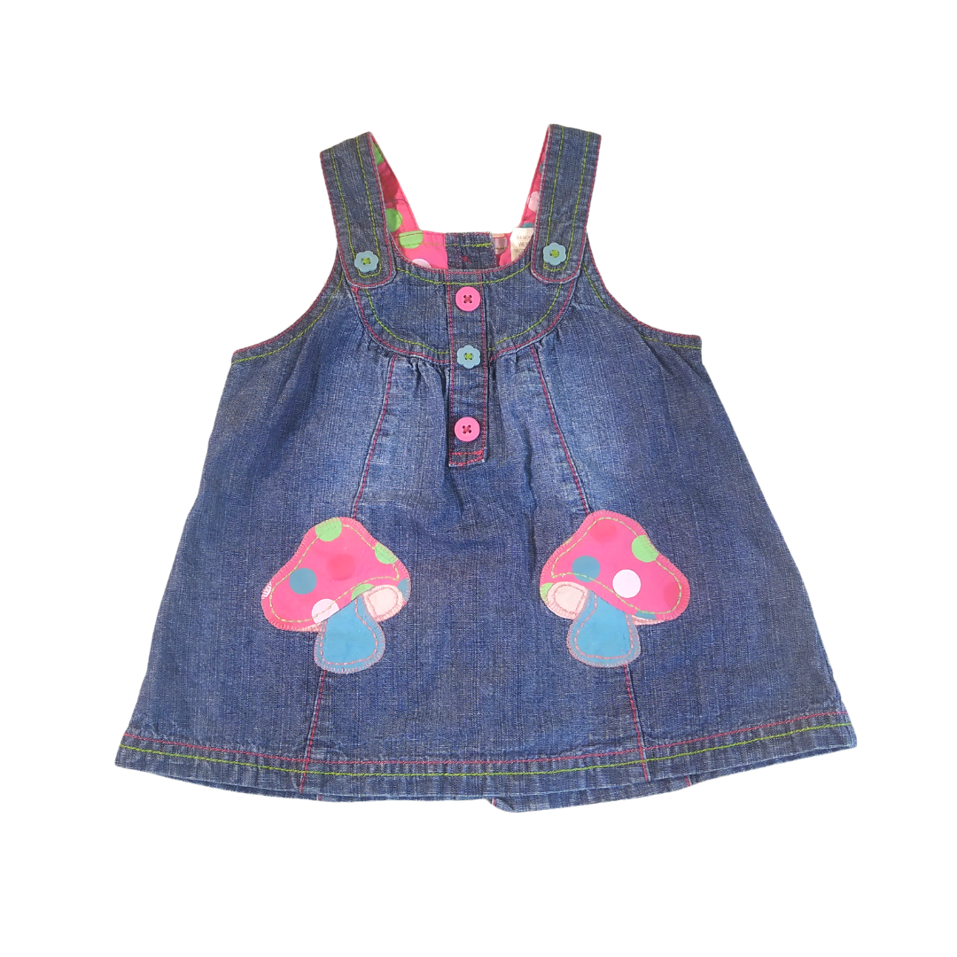 0-3 Mths - Next  Blue Wash Jean Baby Dress