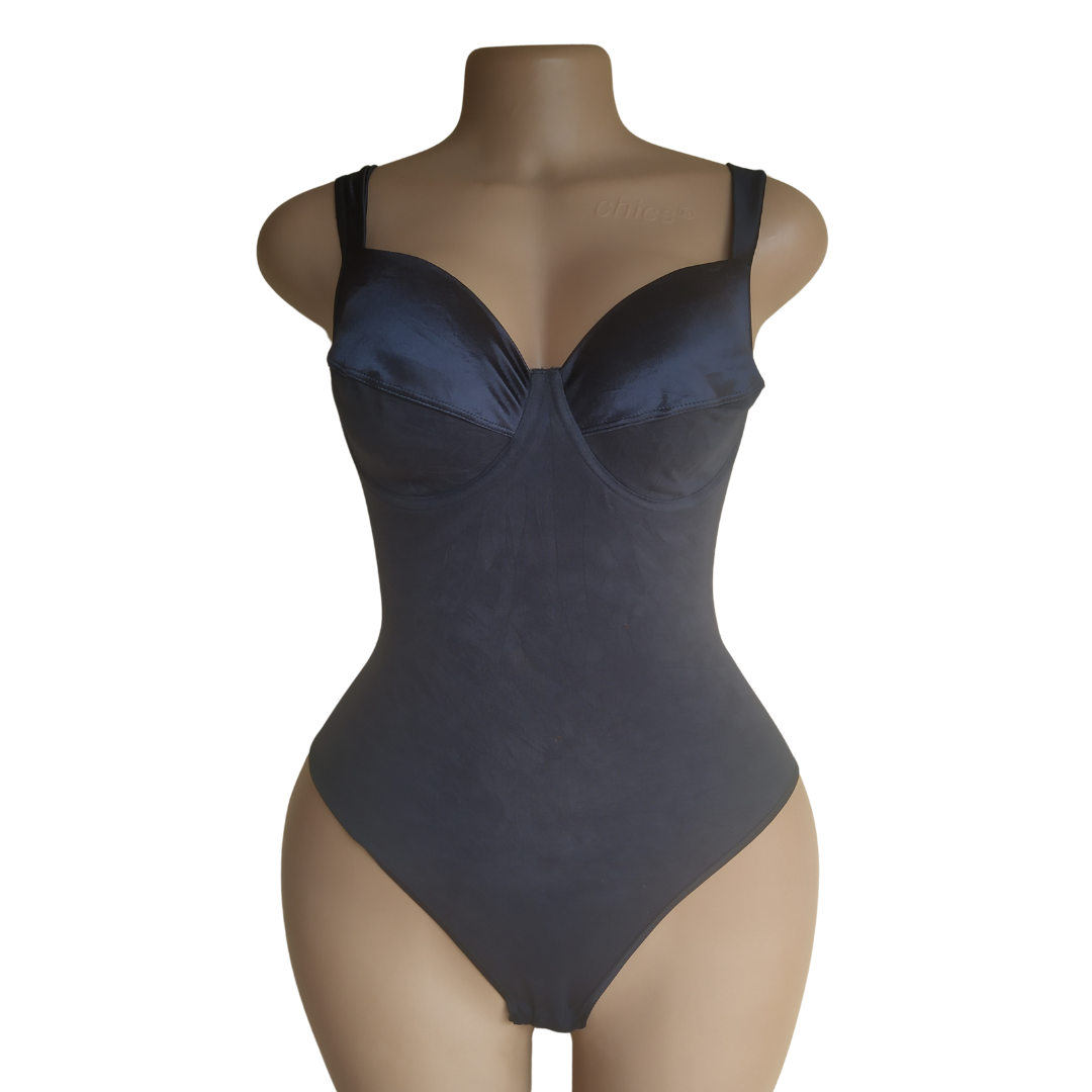 UK 12 - M and S Black Cotton Lingerie Bodysuit(36D Cup)