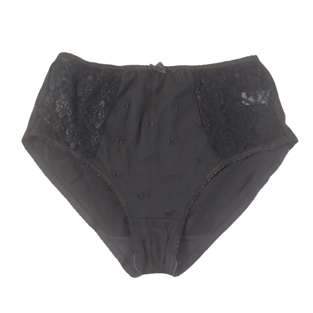 UK 12-14 - SSSHHH Black Cotton Panty