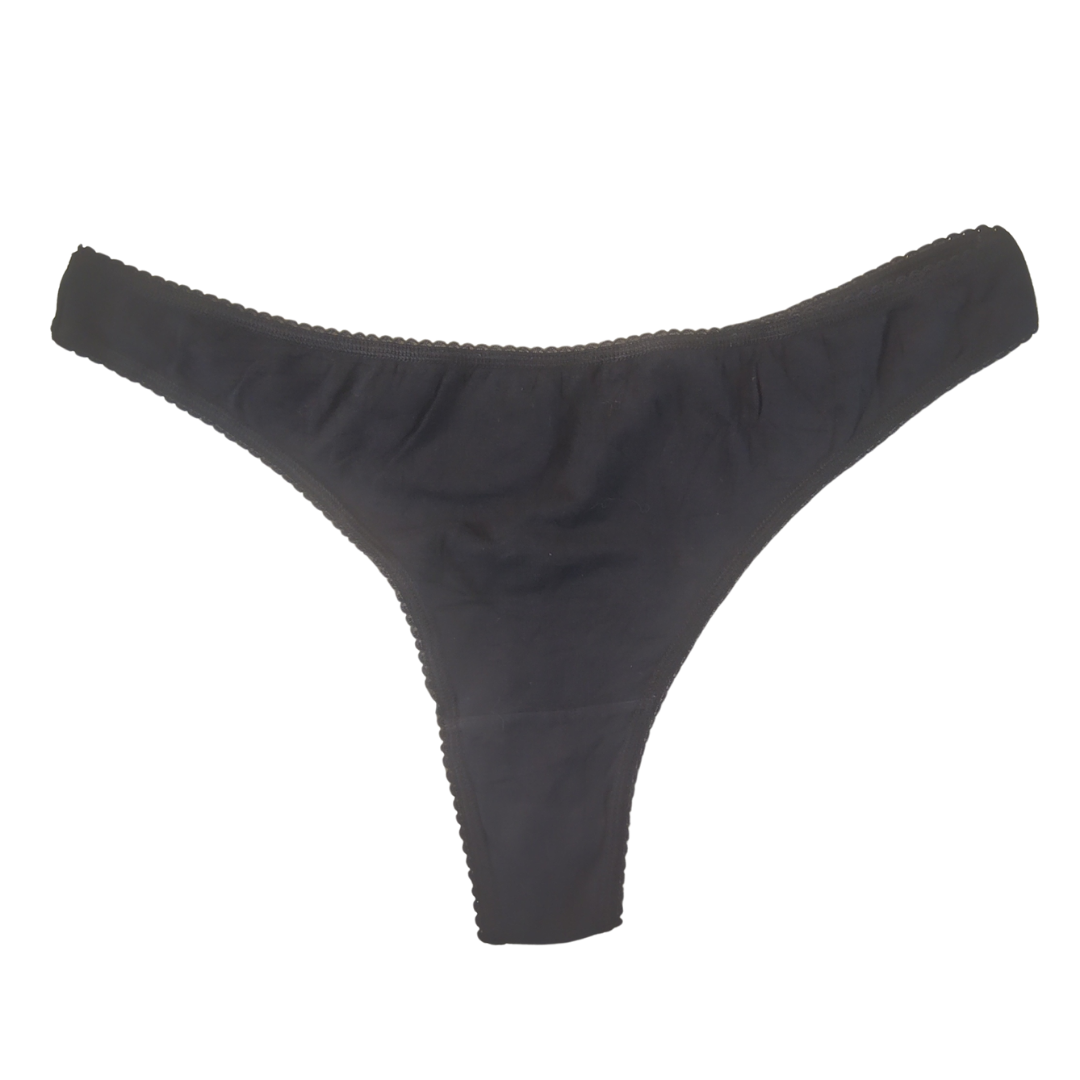 UK 16 - M and S Black Thong Cotton Panty
