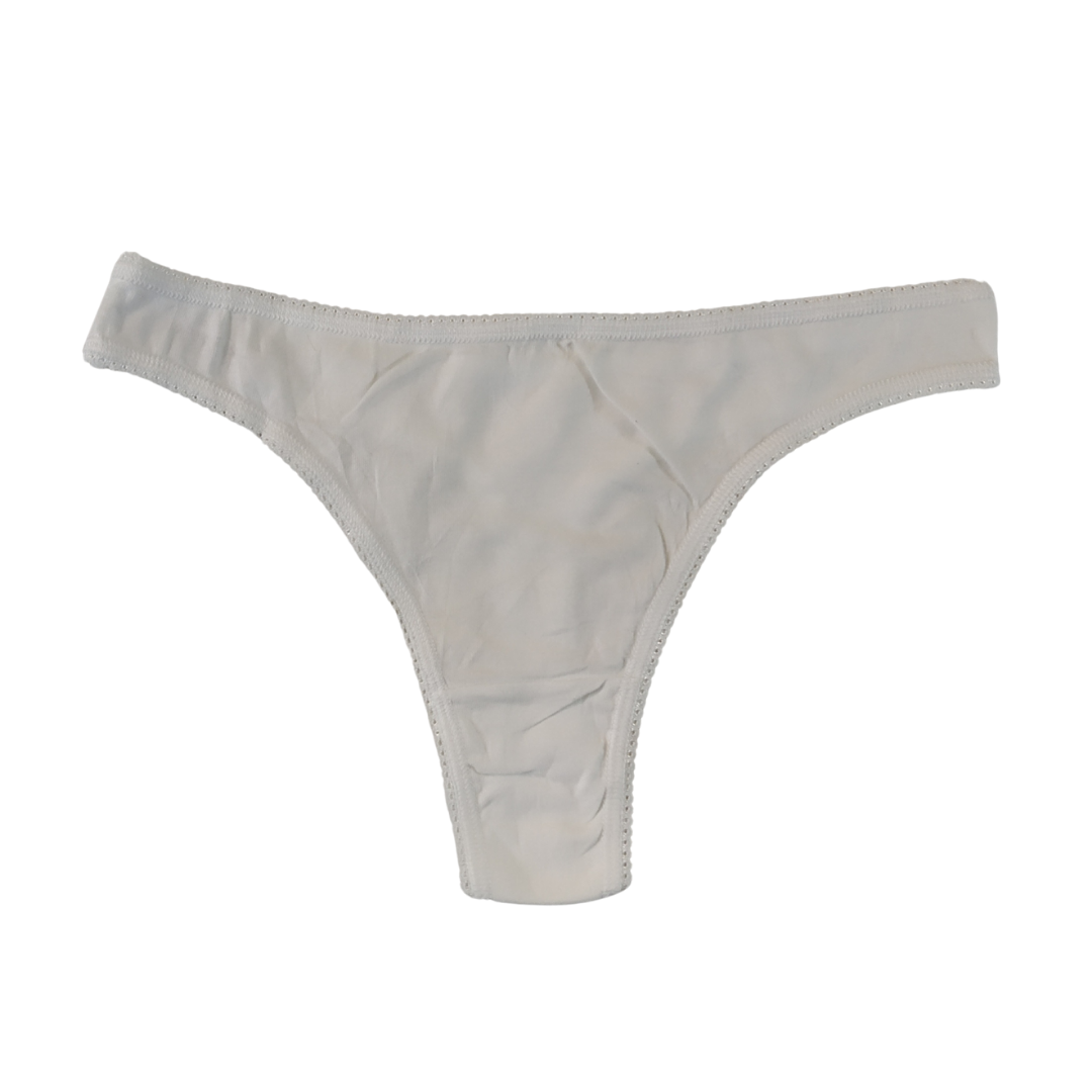 UK 8 - Iris Lilly White Thong Cotton Panty